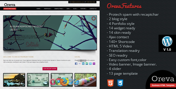 Oreva Premium Html5 Wordpress Theme Wordpress Themeforest